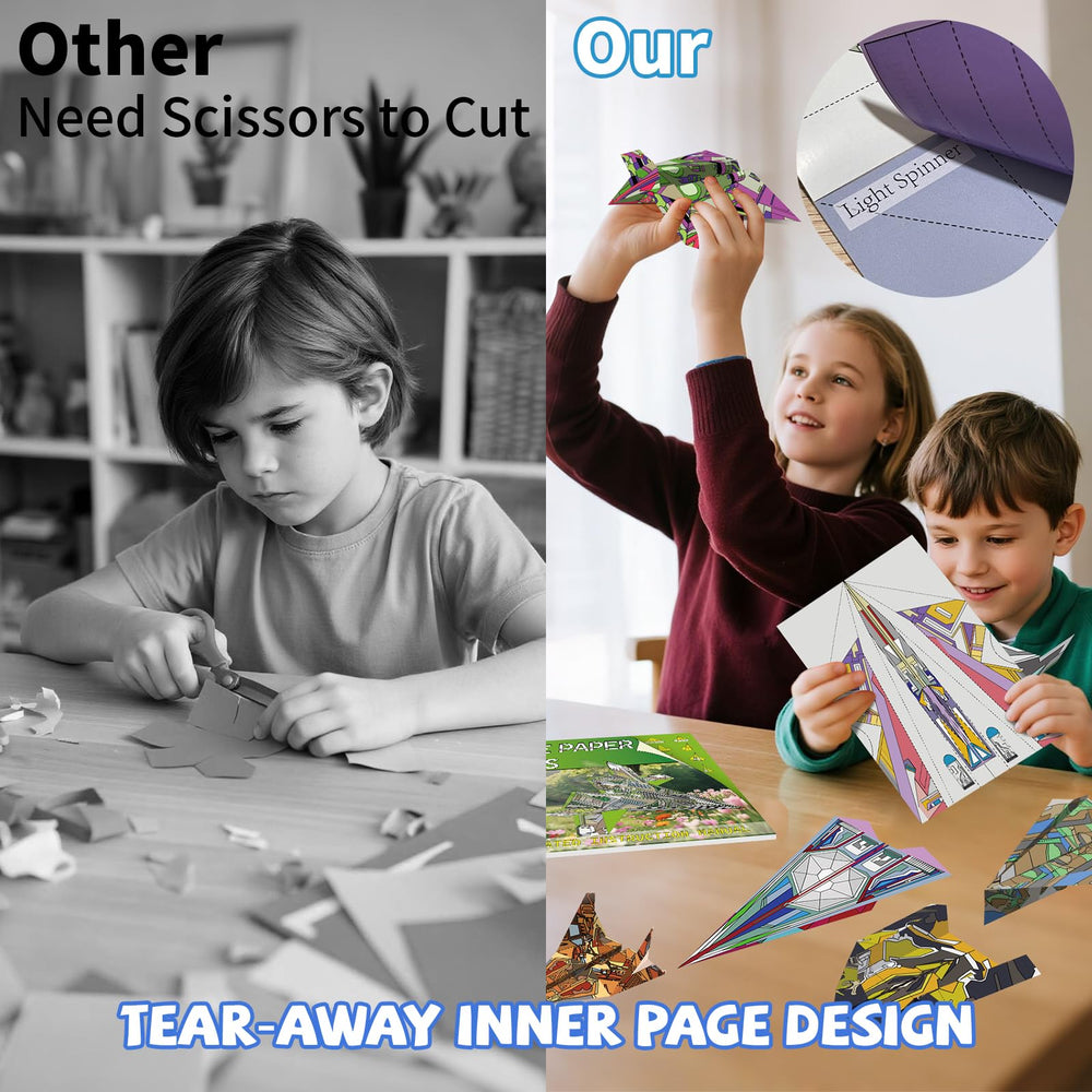 Elfew tear-out pre-printed planes for easy assembly and immediate play