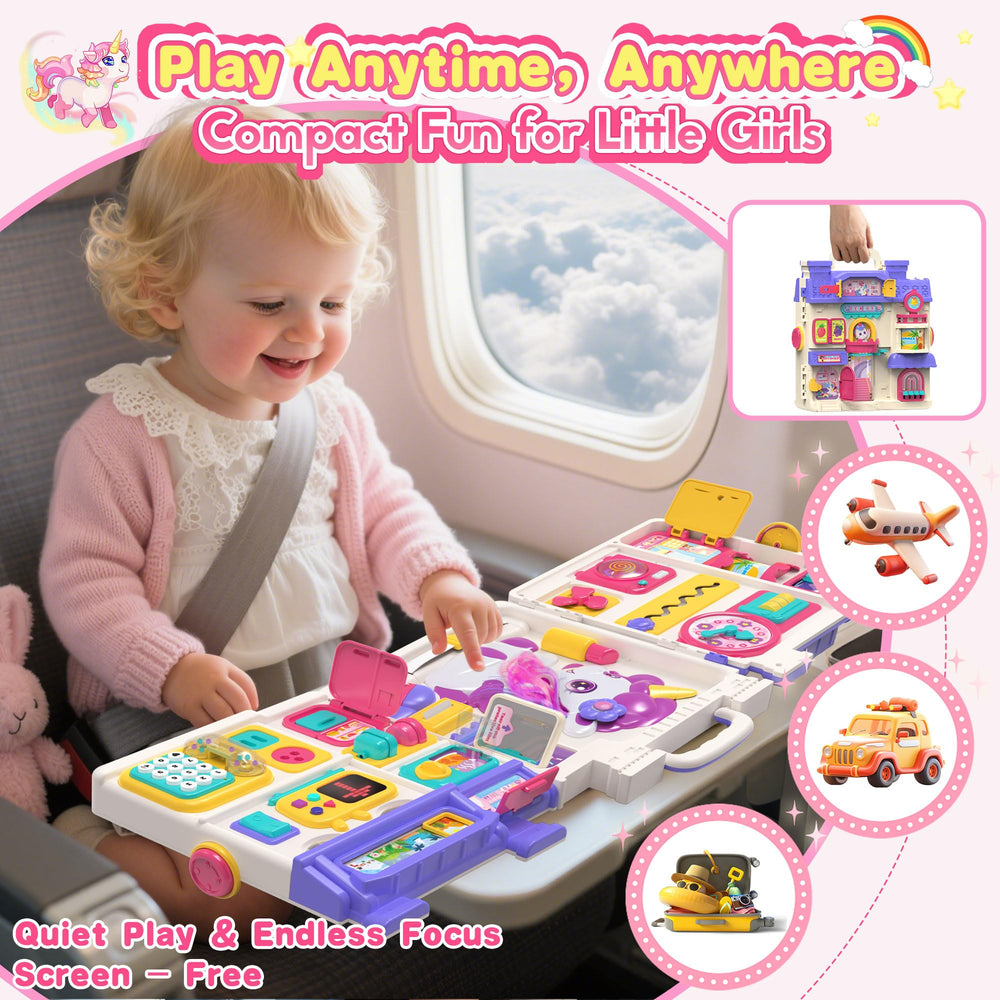 ELFJOY Busy Board with travel carry handle for on-the-go learning