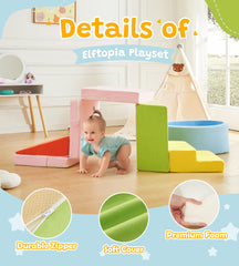 Elftopia ball pit area shown without balls highlights setup readiness.