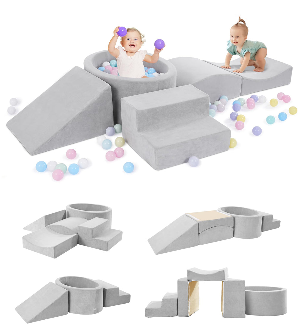 Elftopia foam climbing blocks with stair climber for safe toddler play and confidence-building in action