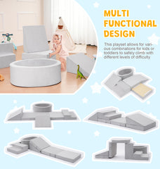 Elftopia foam blocks staircase setup in grey aids independent stepping and confidence