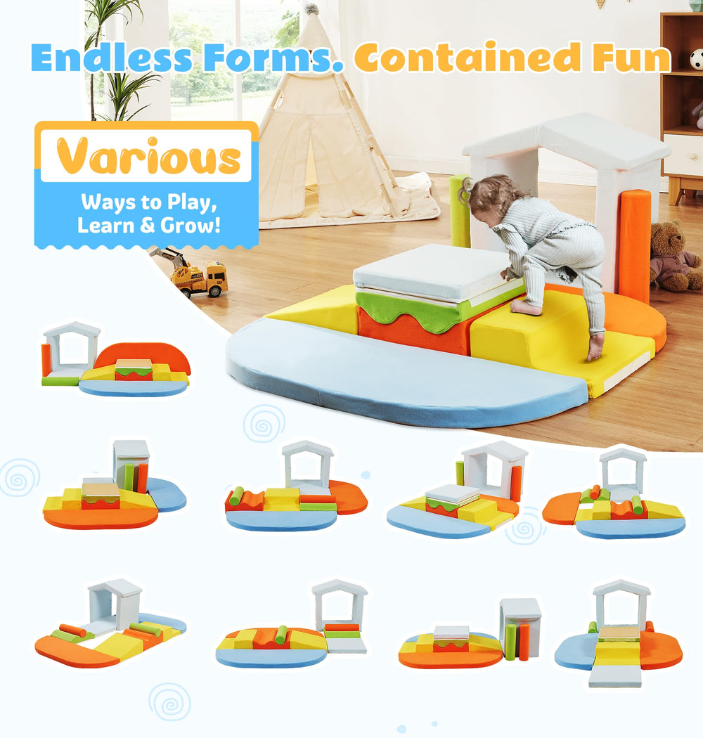 Elftopia stairs panel supports gradual climbing practice for toddlers.