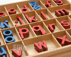 Elite Montessori movable alphabet tiles, 5mm thick, for tactile learning.