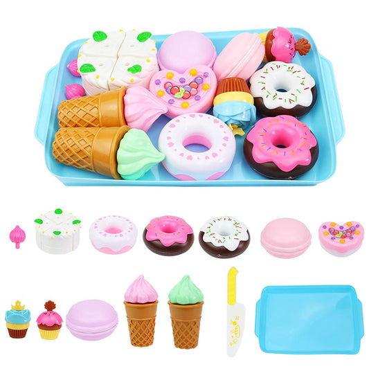 Elitoky Play Desserts donuts and cupcakes on a sturdy tray for imaginative play