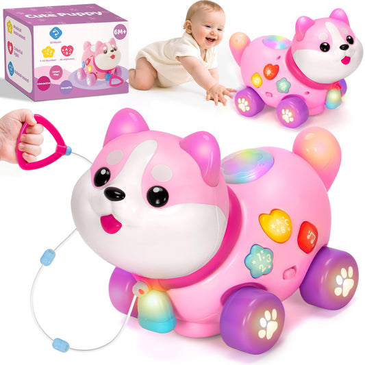 Ellinjan Puppy with music and lights engages babies during playtime.