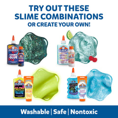 Elmer's All-Star Slime Kit blue glitter glue close-up with sparkling finish