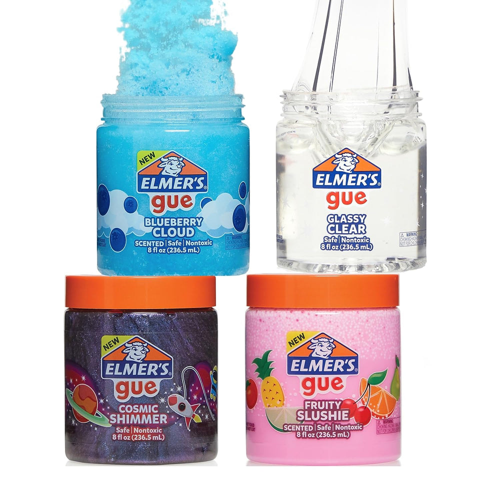 Elmer's Gue clear slime jar, transparent base ideal for mix-ins and visuals.