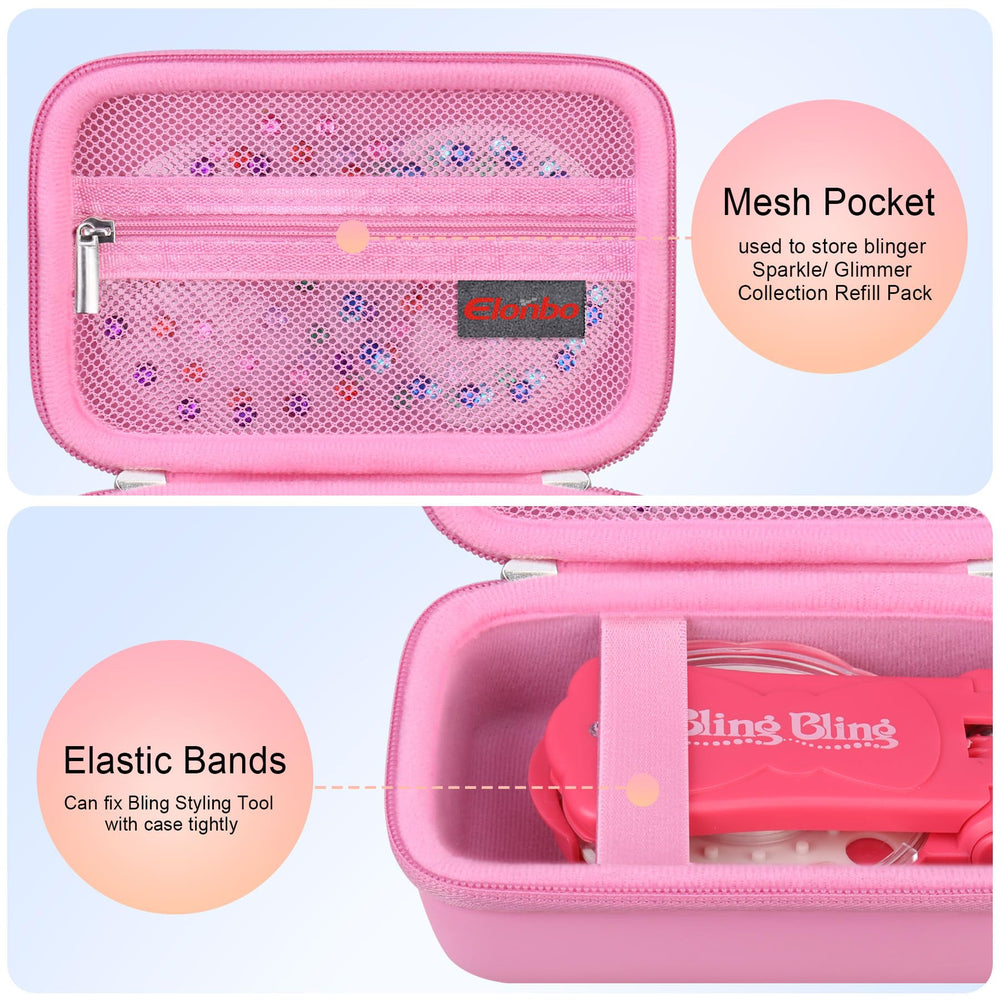 Elastic bands secure Blinger tools inside the Elonbo case during travel.