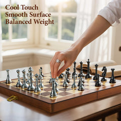 ELONGDI chess set includes built-in slot storage to keep pieces organized on the go.