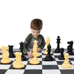 ELONGDI giant outdoor chess set board mat, 63x70 inches, waterproof for versatile use.