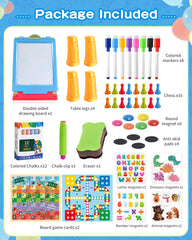 Elovien Kids Easel includes magnets, chalks, and markers for immediate art play.