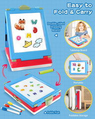 Elovien Kids Easel tabletop foldable design with built-in storage for tidy play.