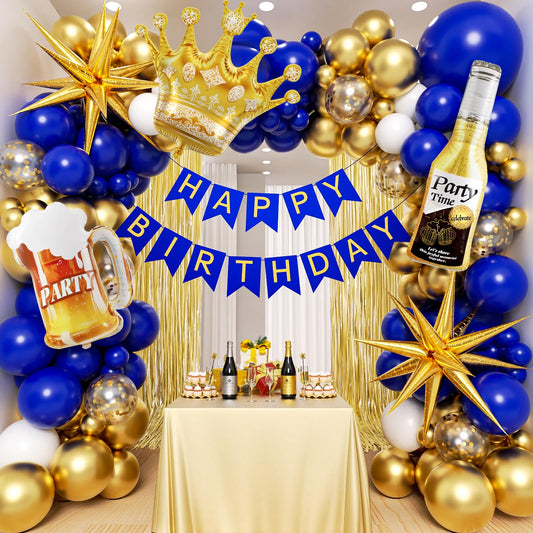 Eltnegsa royal blue balloons setup for party backdrop and festive ambiance.