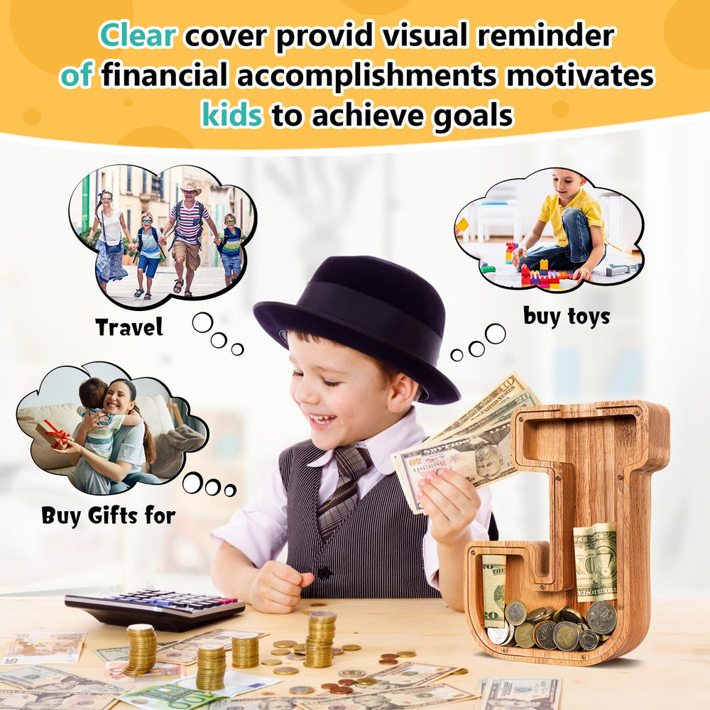 ELX piggy bank showing real-time progress through a clear acrylic window