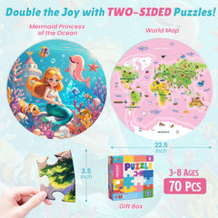 ELX world map puzzle side view builds geography awareness during play