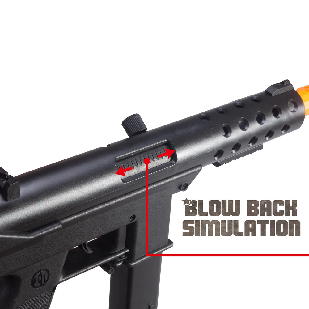 Compact EMERBU TEC9 blaster is easy to handle during quick target practice.