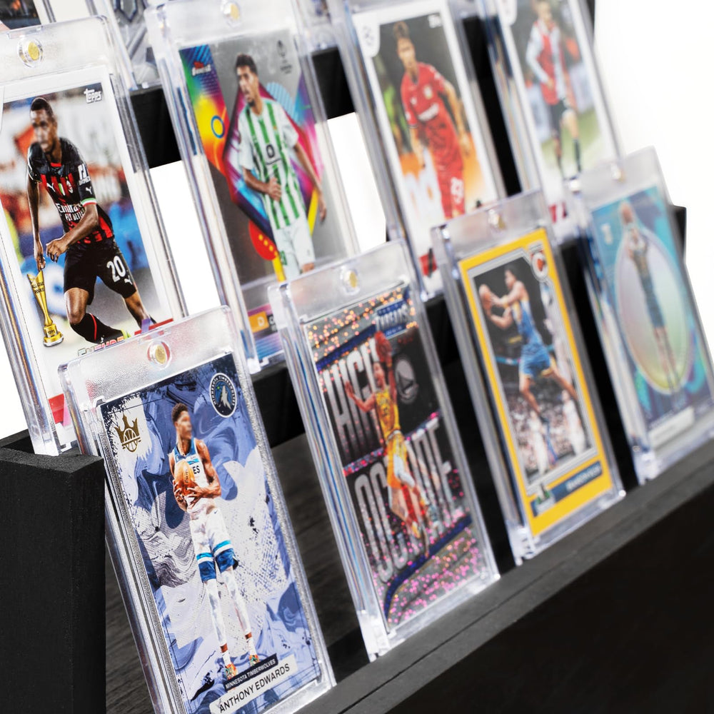 Emfogo card display stand keeps cards upright with supports.