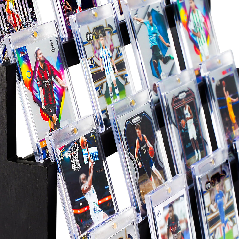 Emfogo display stand with deep slots protecting cards from movement