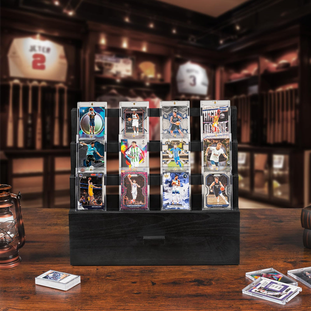 Emfogo rustic display angle view highlights premium card showcase.