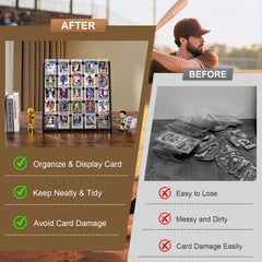 Emfogo easy-assembly trading card stand saves setup time on your desk.