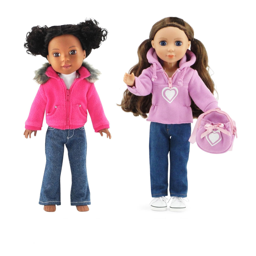 Emily Rose 14.5-inch doll coat with faux fur for cozy outdoor play.