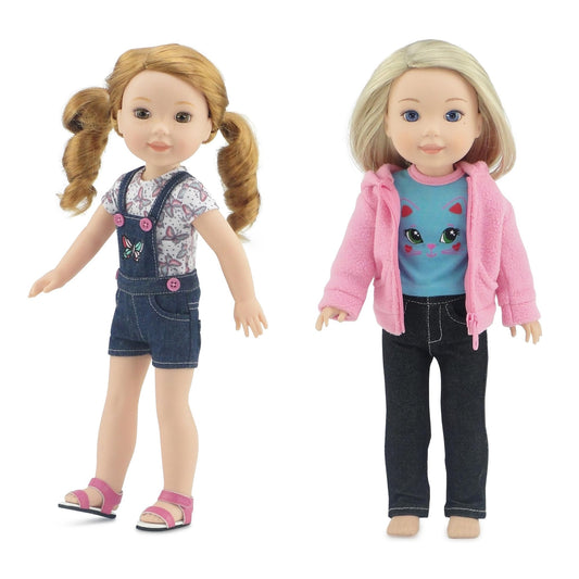 Emily Rose 14-inch doll clothes bundle image showing two complete outfits for imaginative play