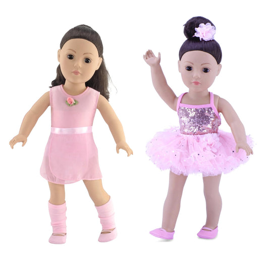 Emily Rose 18-inch doll practice outfit pink leotard aids imaginative rehearsals