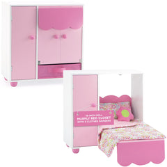 Emily Rose 18-inch Murphy bed closet folded to save space in a doll room