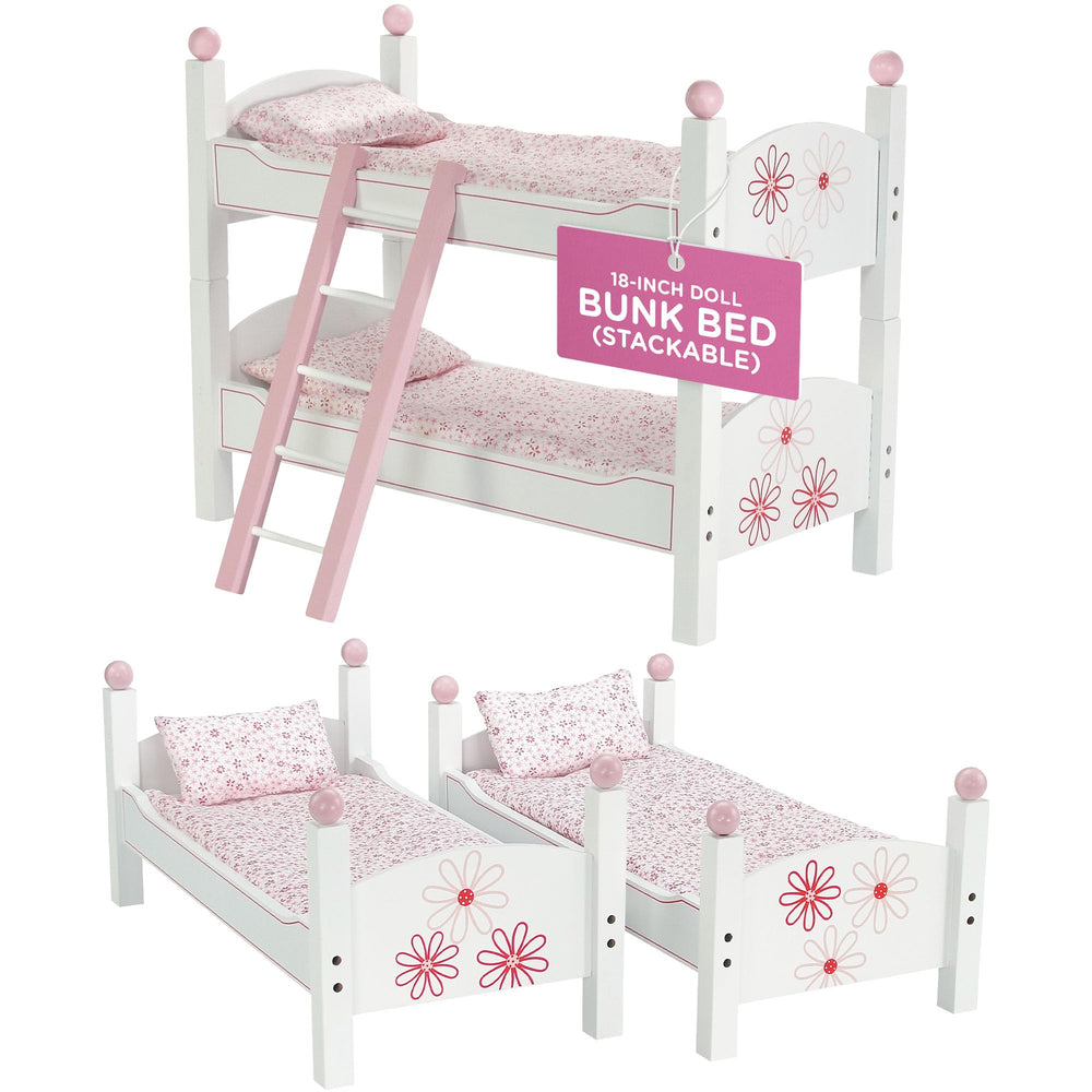 Emily Rose 18-inch doll bunk bed with floral bedding for cozy sleepovers