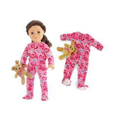 Emily Rose 18-inch doll pink heart onesie ideal for cozy bedtime pretend play