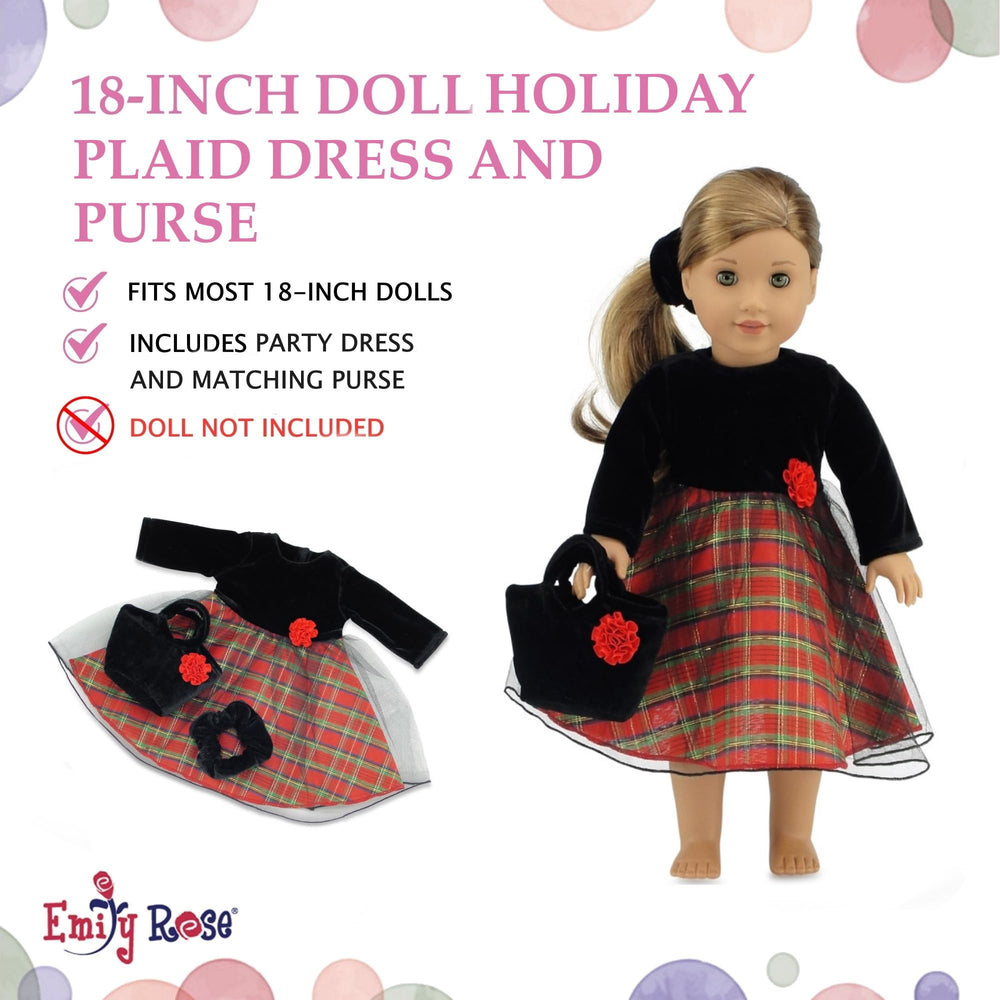Emily Rose 18-inch doll velvet purse with flower detail for complete outfits