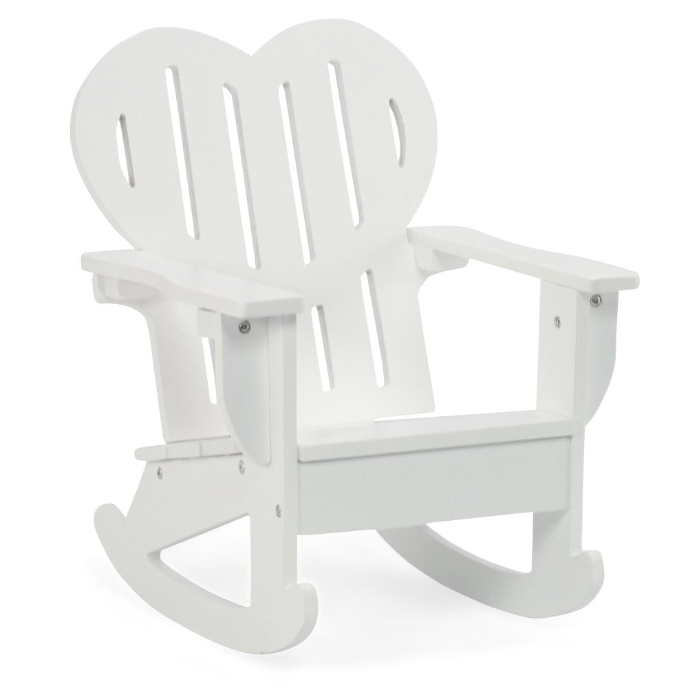 Emily Rose 18in doll Adirondack chair in white with heart-back for cozy outdoor play