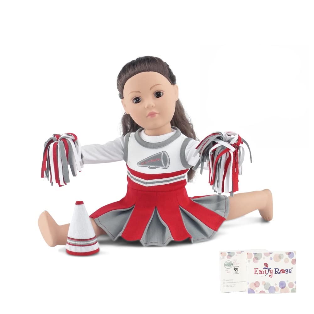 Emily Rose 18-inch doll cheer dress in vibrant colors for stylish pretend play