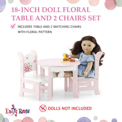 Emily Rose 18-inch doll dining chair back detail with charming design.