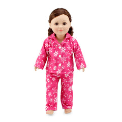 Emily Rose 18-inch doll pink snowflake pajamas box set for festive play and gifting