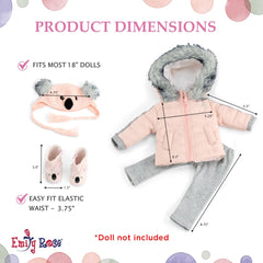 Emily Rose koala jacket detail with plush fur texture for tactile fun.