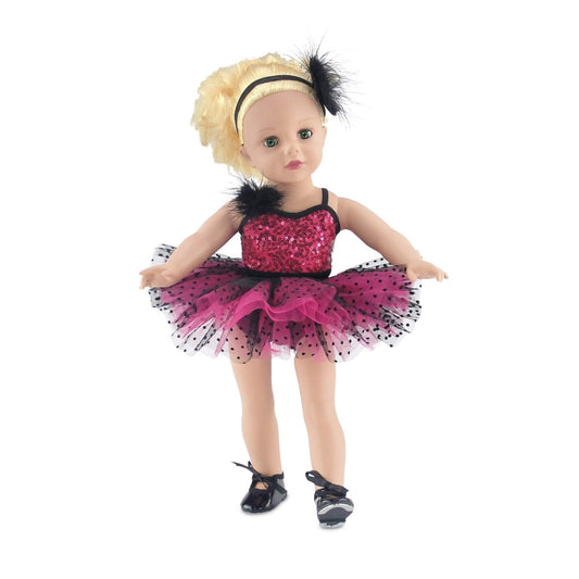 Emily Rose 18-inch doll ballet leotard pink sequins for pretend performances.