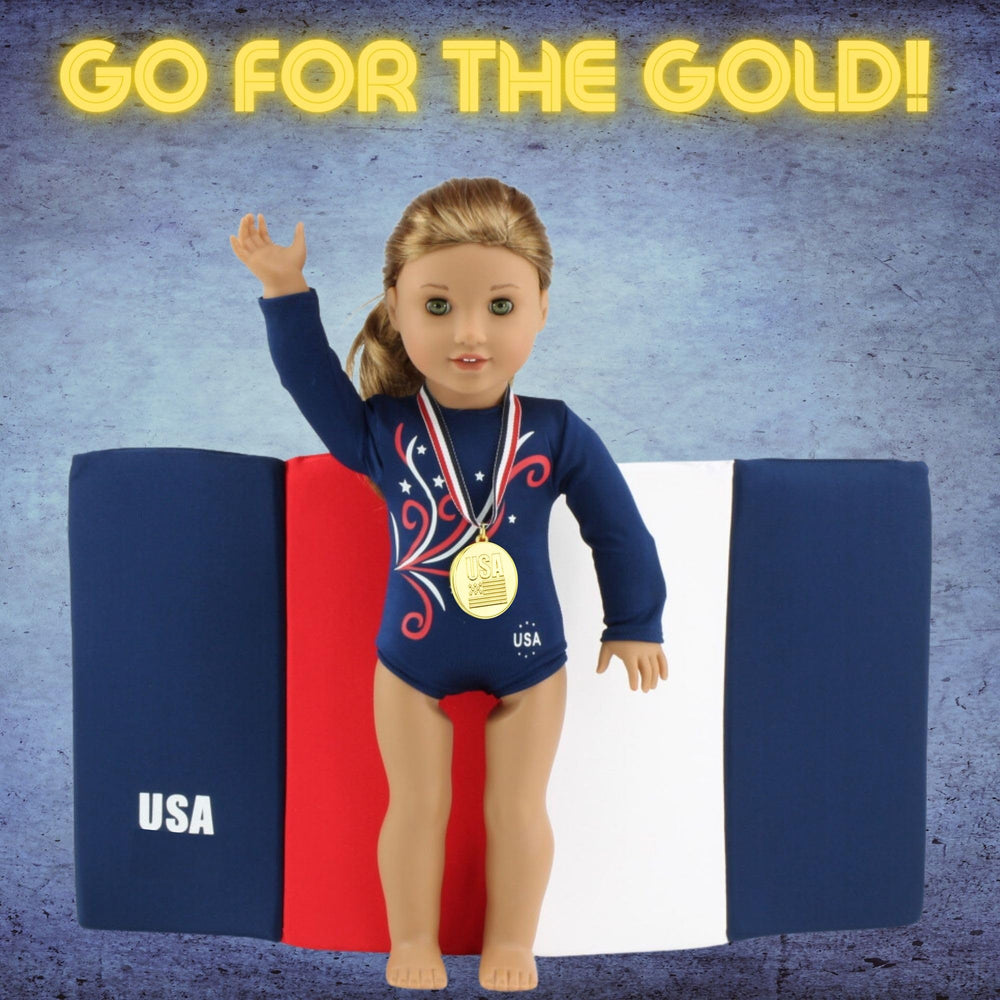 Emily Rose 18-inch doll ready-to-play with complete gymnastics outfit.