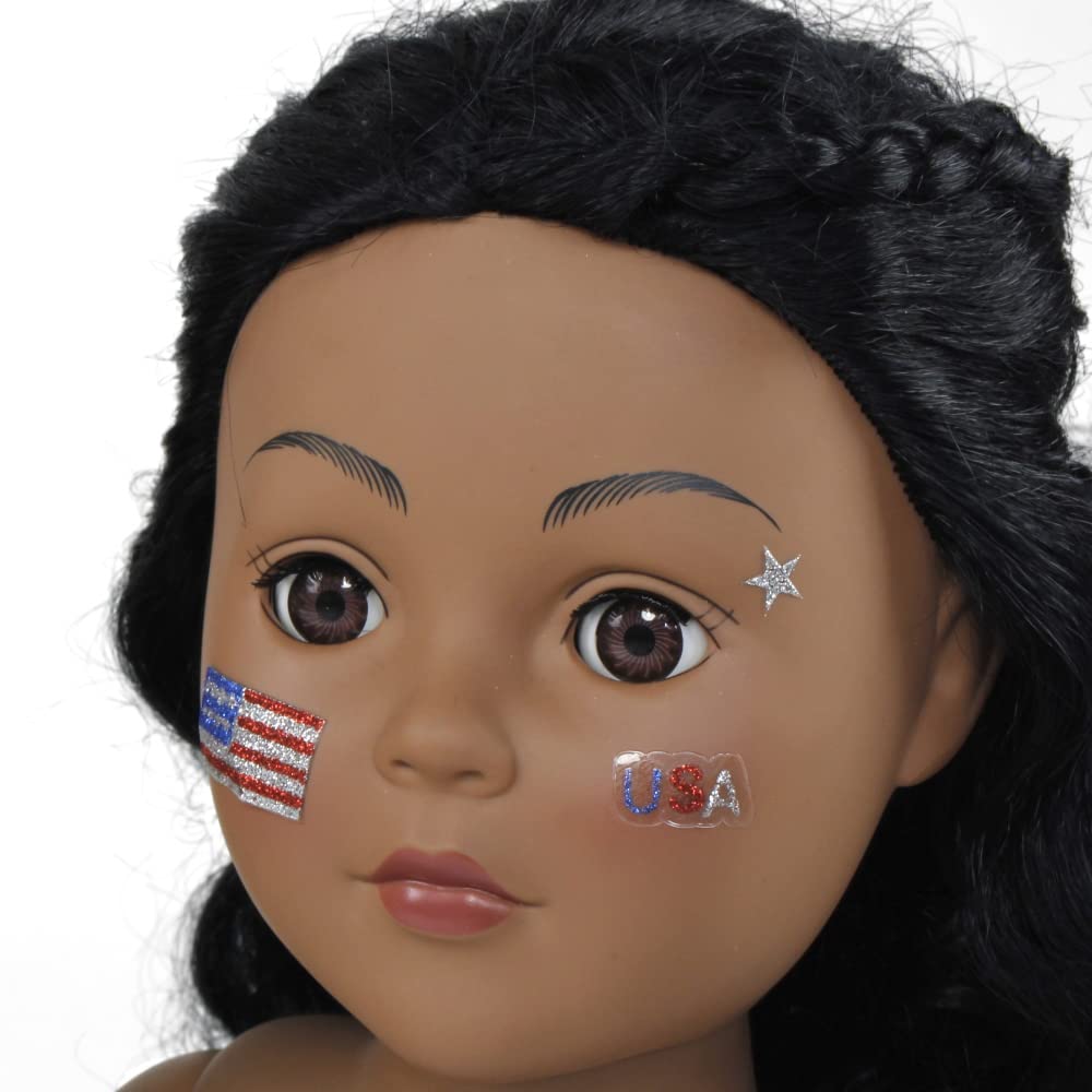 Emily Rose patriotic face stickers add excitement to costume play.