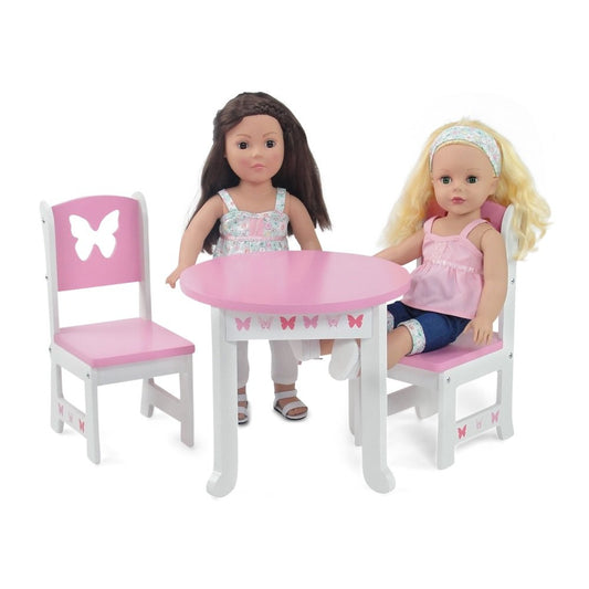 Emily Rose 18-Inch Doll Table with sturdy wooden surface for pretend meals and tea time