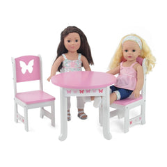 Emily Rose 18-Inch Doll Table with sturdy wooden surface for pretend meals and tea time