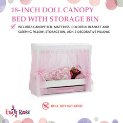 Decorative flower pillow accent on the Emily Rose doll bedding