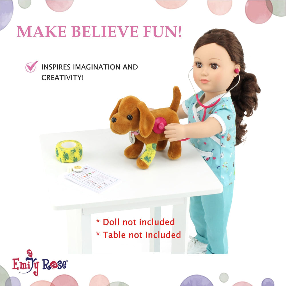 Emily Rose clipboard accessory enhances organized pretend clinic sessions.