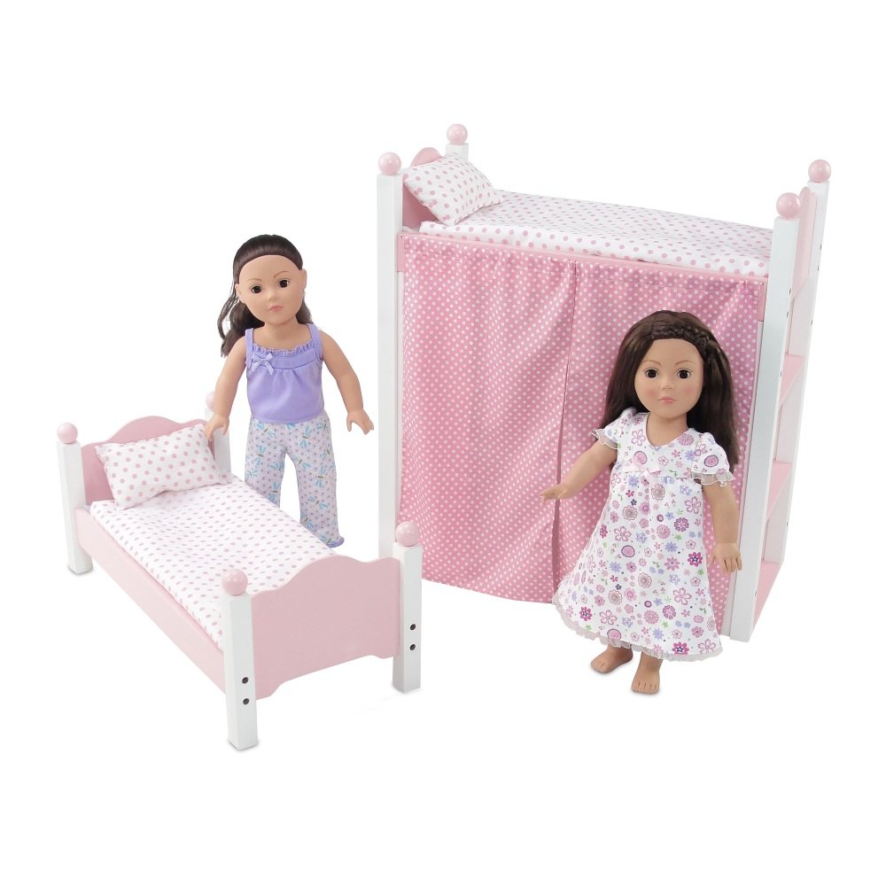 Emily Rose doll room scene featuring the loft bunk bed in a cozy setup.