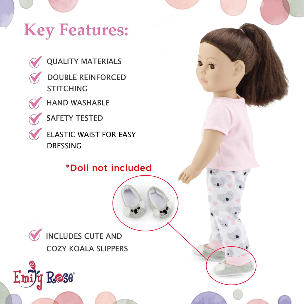 Emily Rose doll slippers with koala design for snug indoor wear