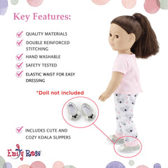 Emily Rose doll slippers with koala design for snug indoor wear