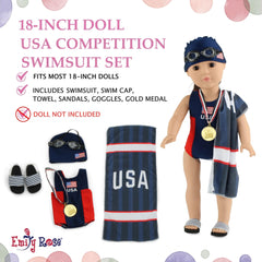 Emily Rose doll goggles provide clear eye protection during imaginary pool competitions.