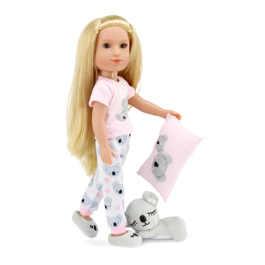 Emily Rose koala pajama top on a 14-inch doll for cozy bedtime play