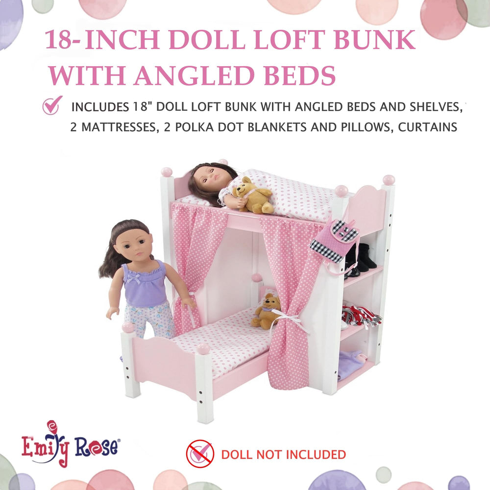 Emily Rose bunk bed showing built-in storage shelves on both sides.