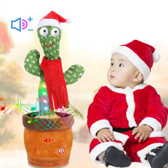 Emoin Christmas cactus with hat and scarf lights up during dances.